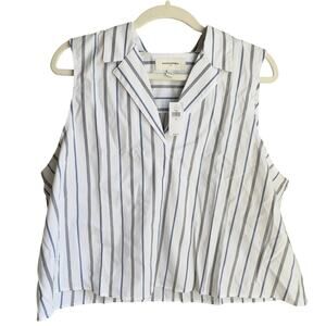 Banana Republic White Striped Oxford Sleeveless Cropped Tank NWT XL
